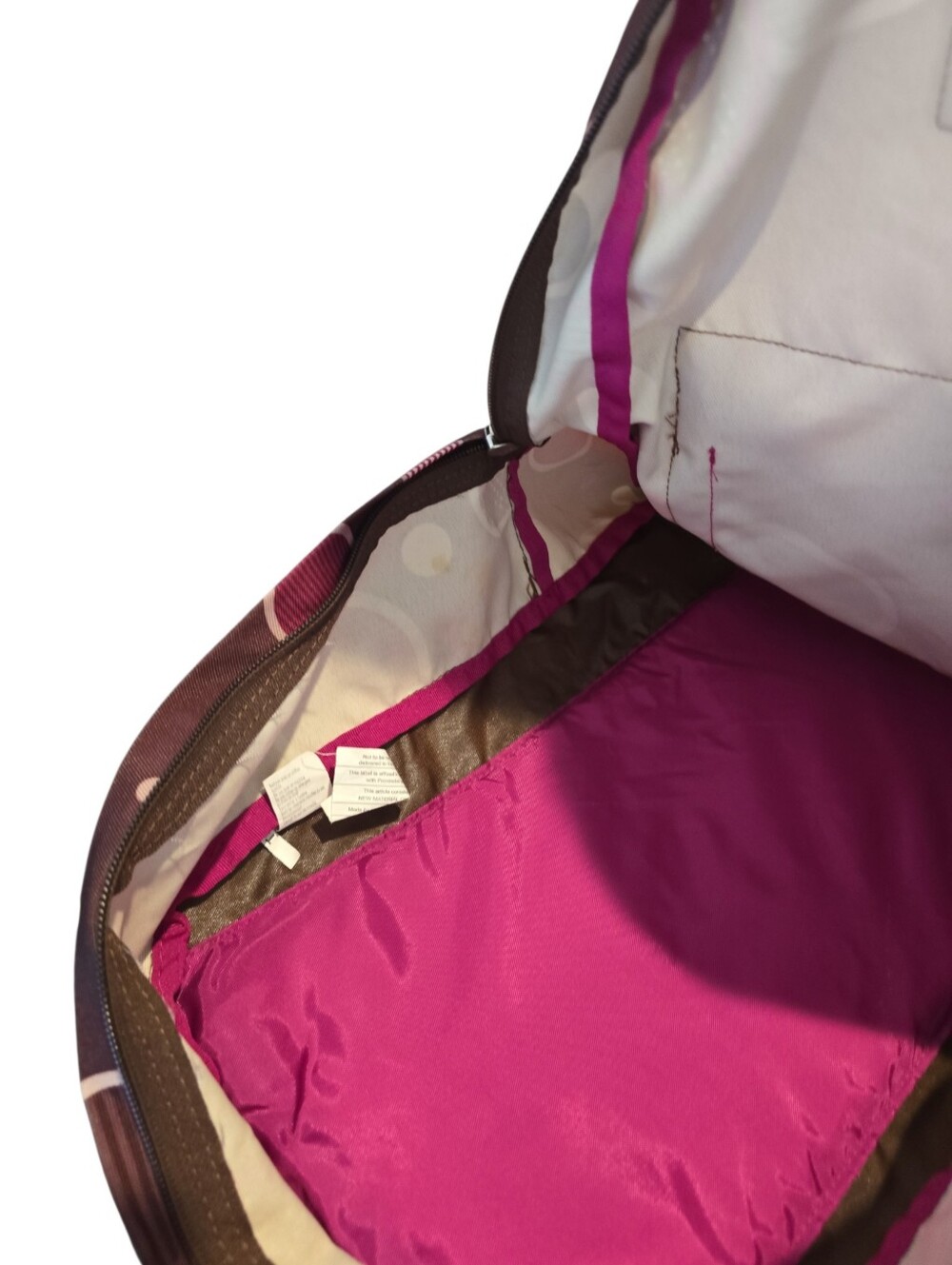 JanSport SuperBreak Backpack Brown Pink Circle Print School Book Bag Y2K Preppy - Picture 8 of 11